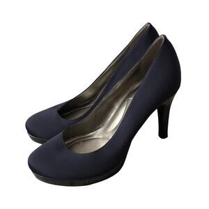BANDOLINO Womens Size 6.5 M Navy Blue Stiletto High Heels Slip On Shoes Pumps